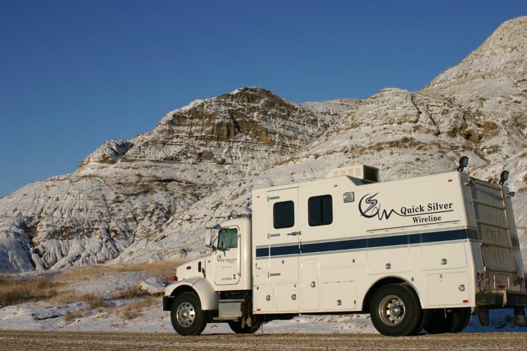 White Truck at Wireline Company in Grande Prairie Alberta - Quick Silver Wireline
